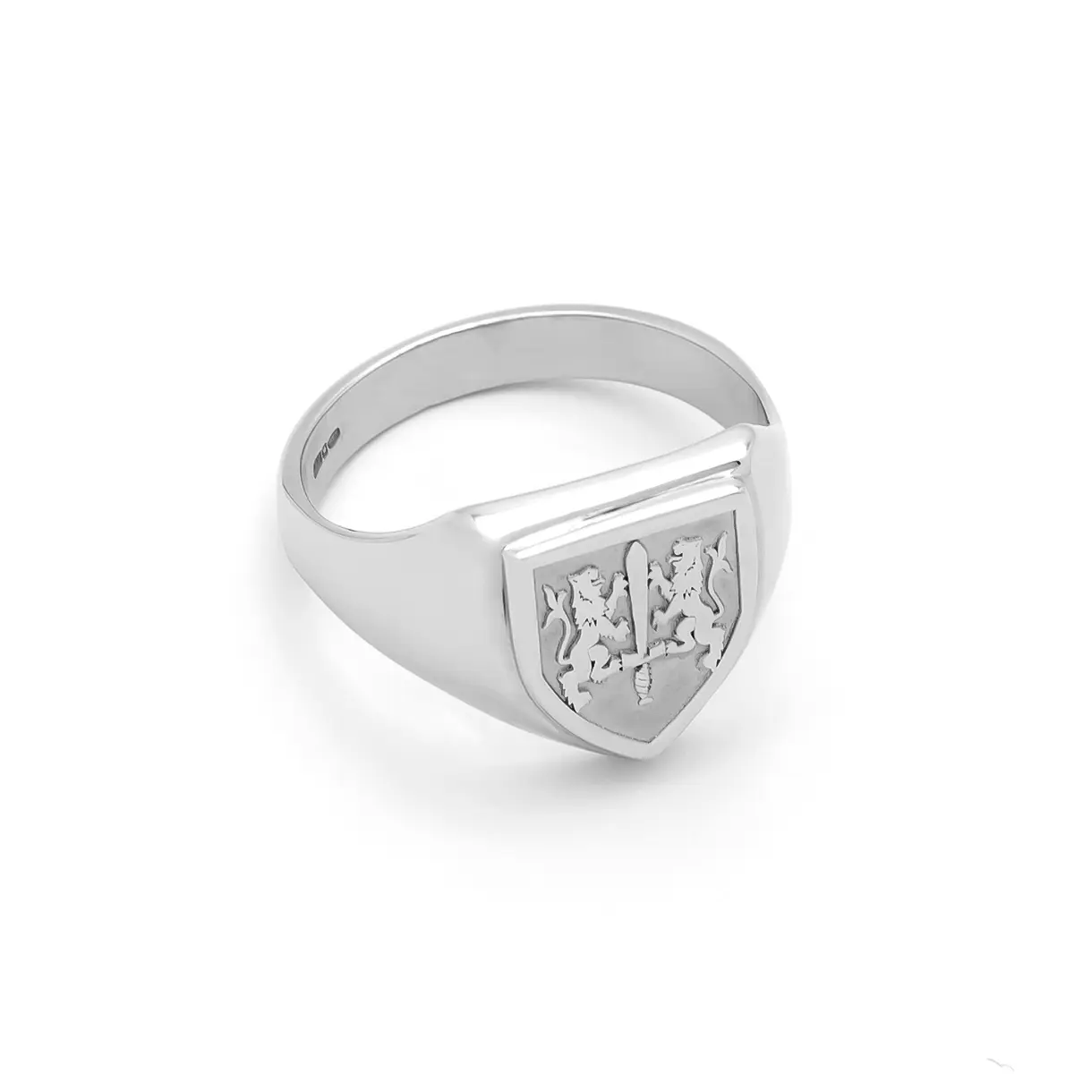 Sterling Silver Shield Family Crest Ring Photo 3 