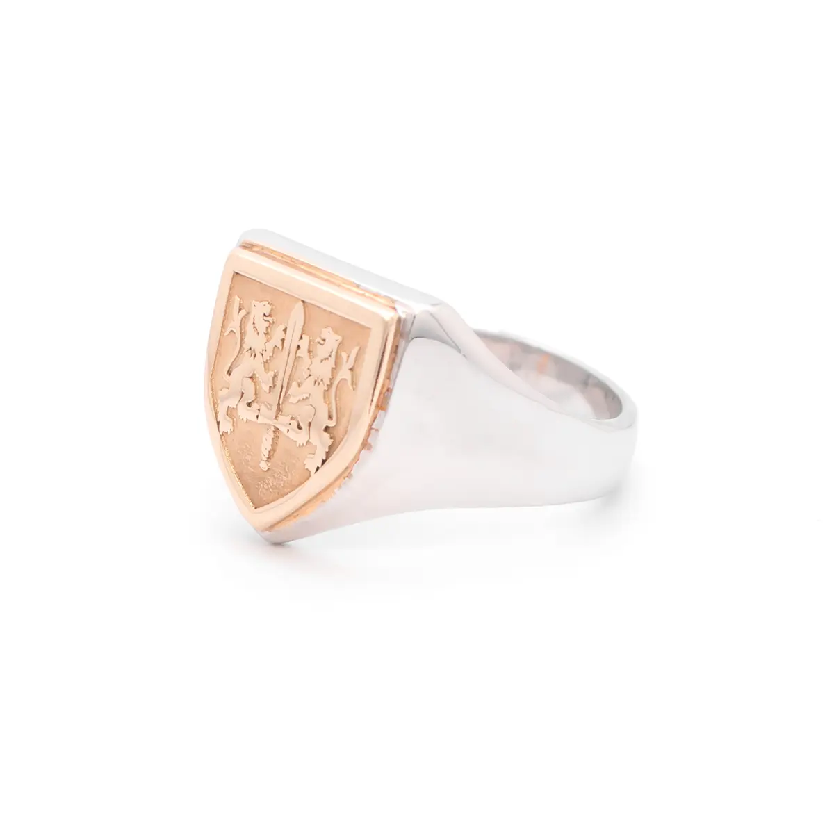 Two Tone Shield Family Crest Ring Photo 2 