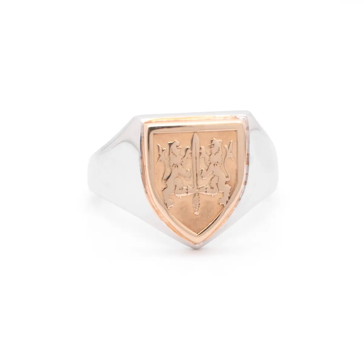 Two Tone Shield Family Crest Ring Photo 3 