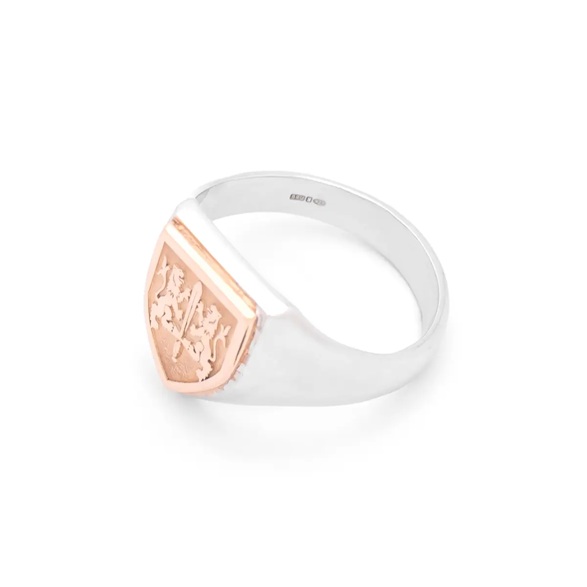 Two Tone Shield Family Crest Ring Photo 4 