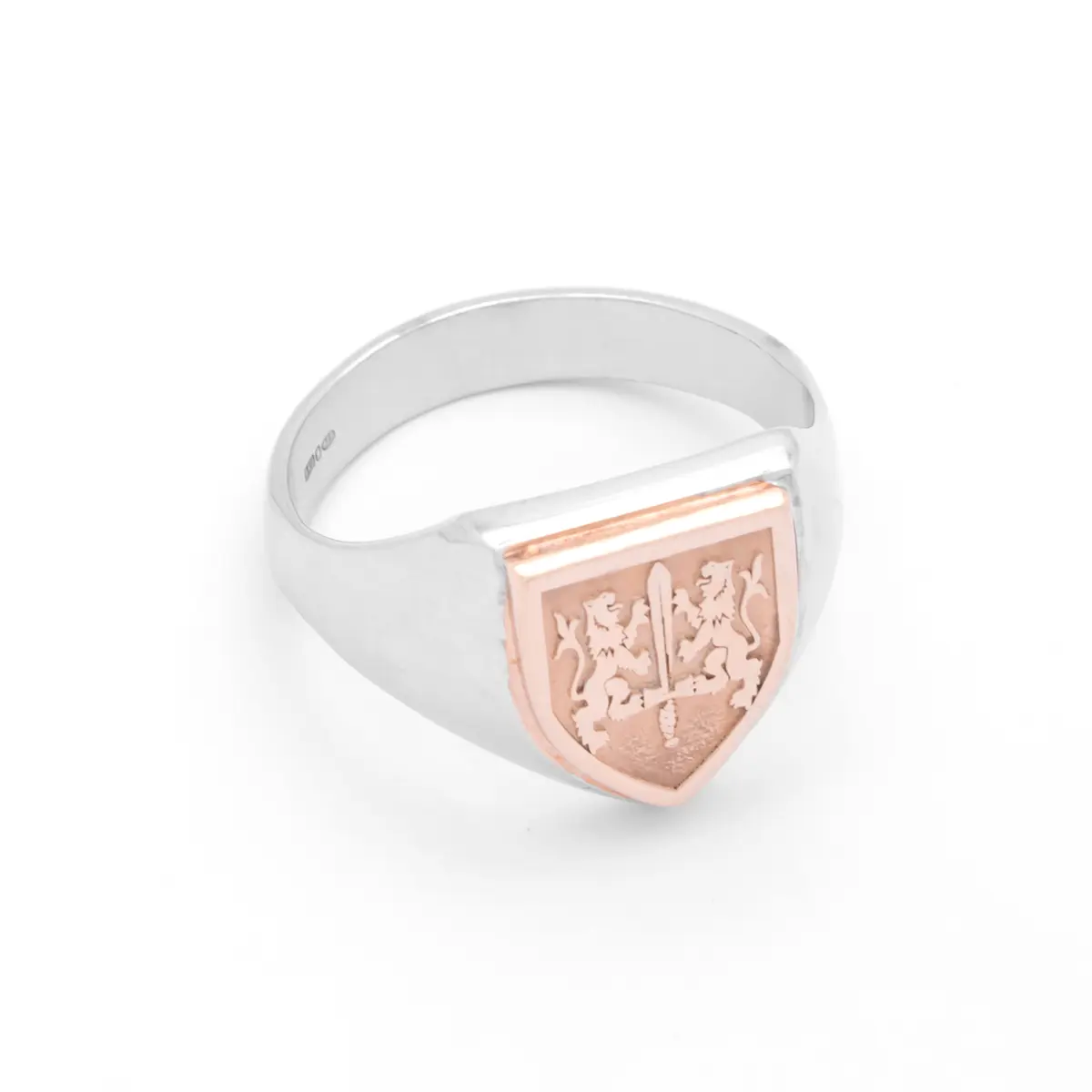 Two Tone Shield Family Crest Ring Photo 5 