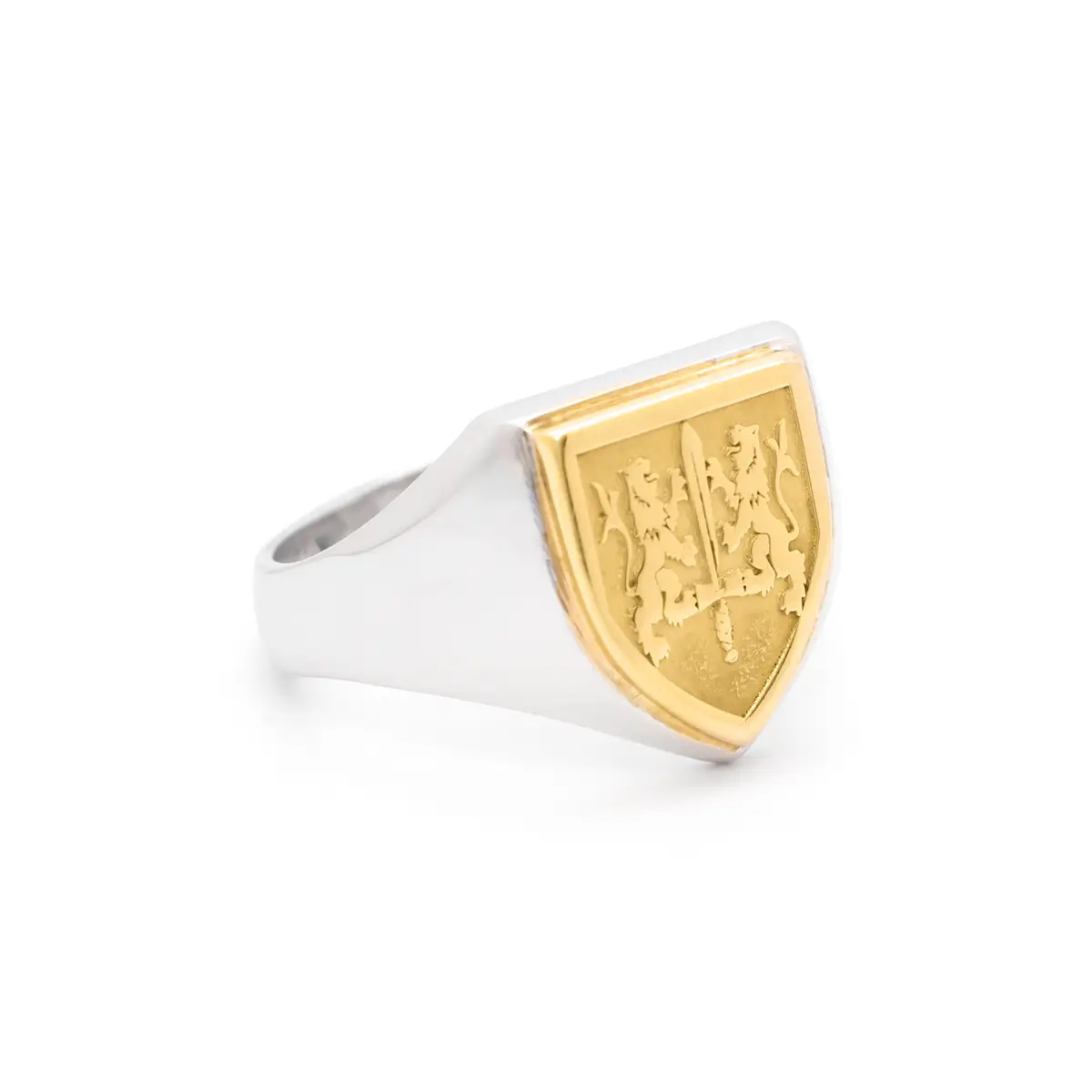 Two Tone Shield Family Crest Ring Photo 4 