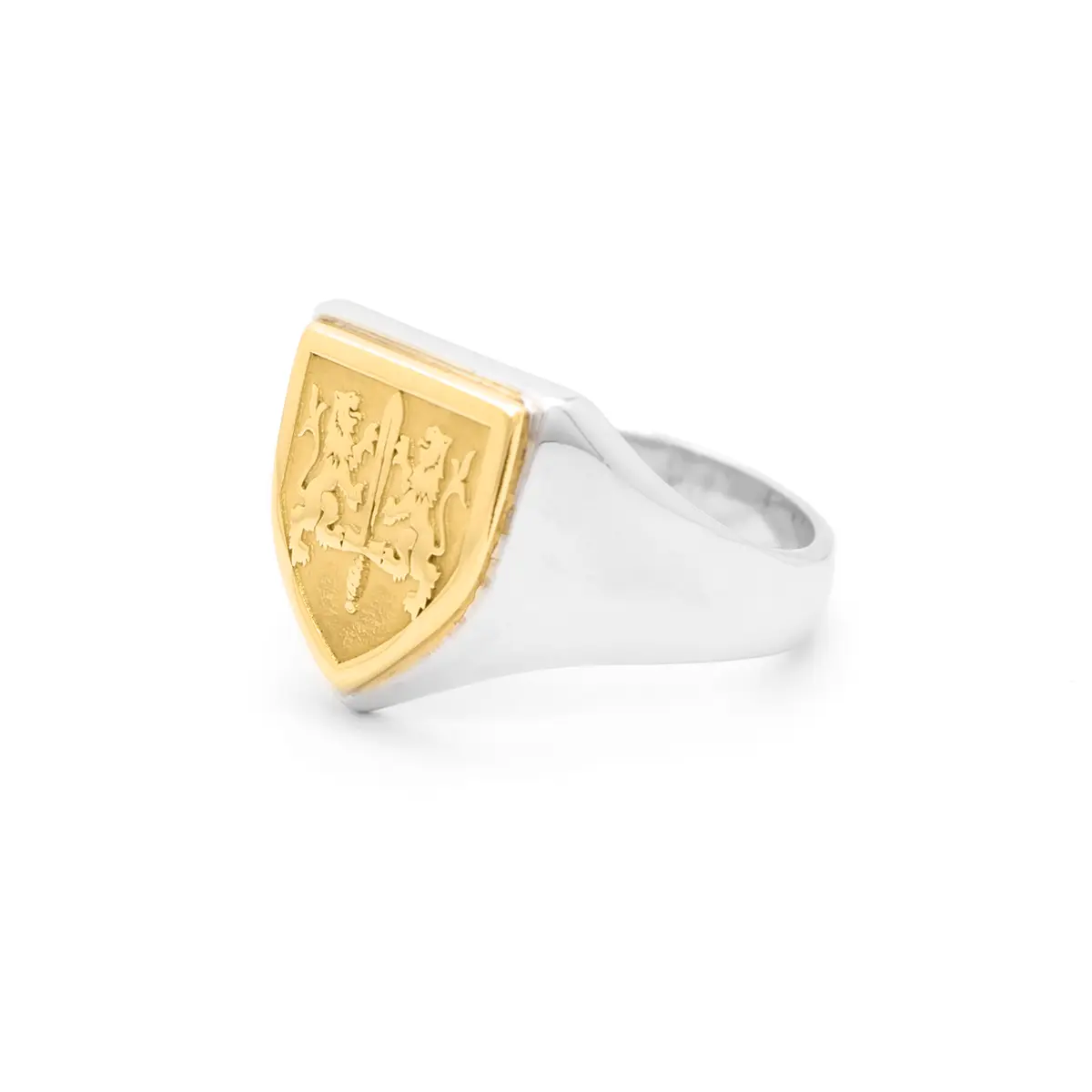 Two Tone Shield Family Crest Ring Photo 3 