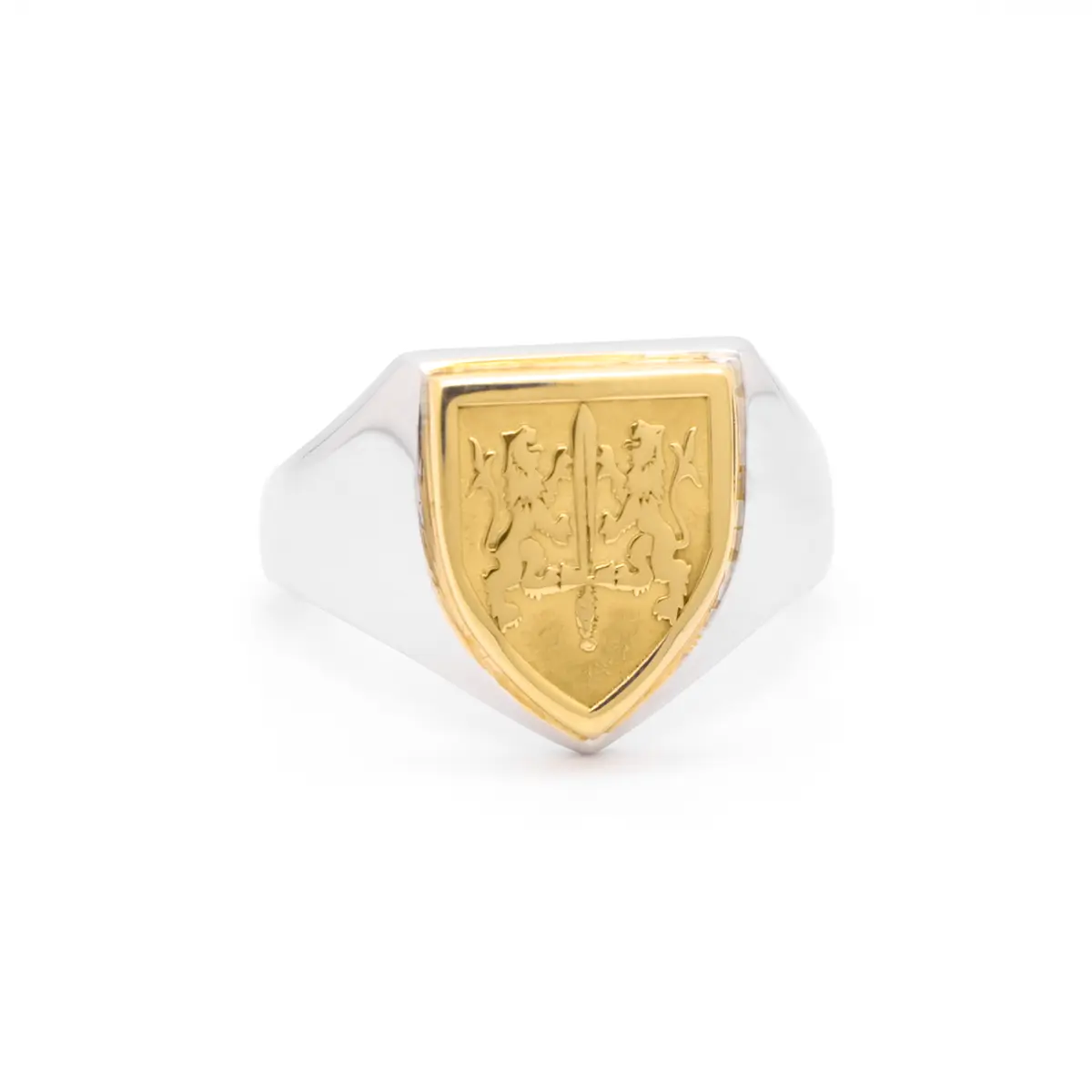 Two Tone Shield Family Crest Ring Photo 2 