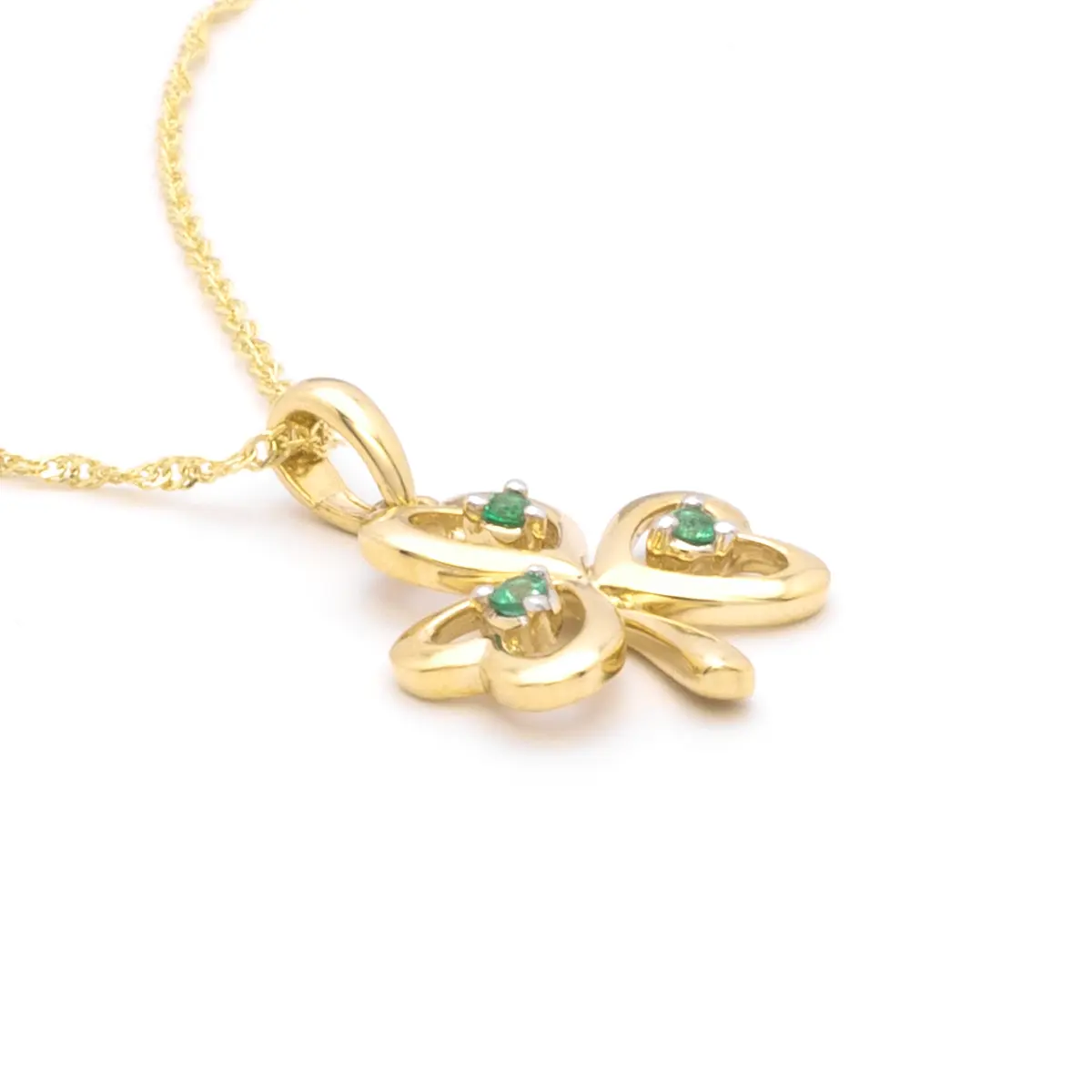 Gold Emerald Shamrock Necklace Photo 4 