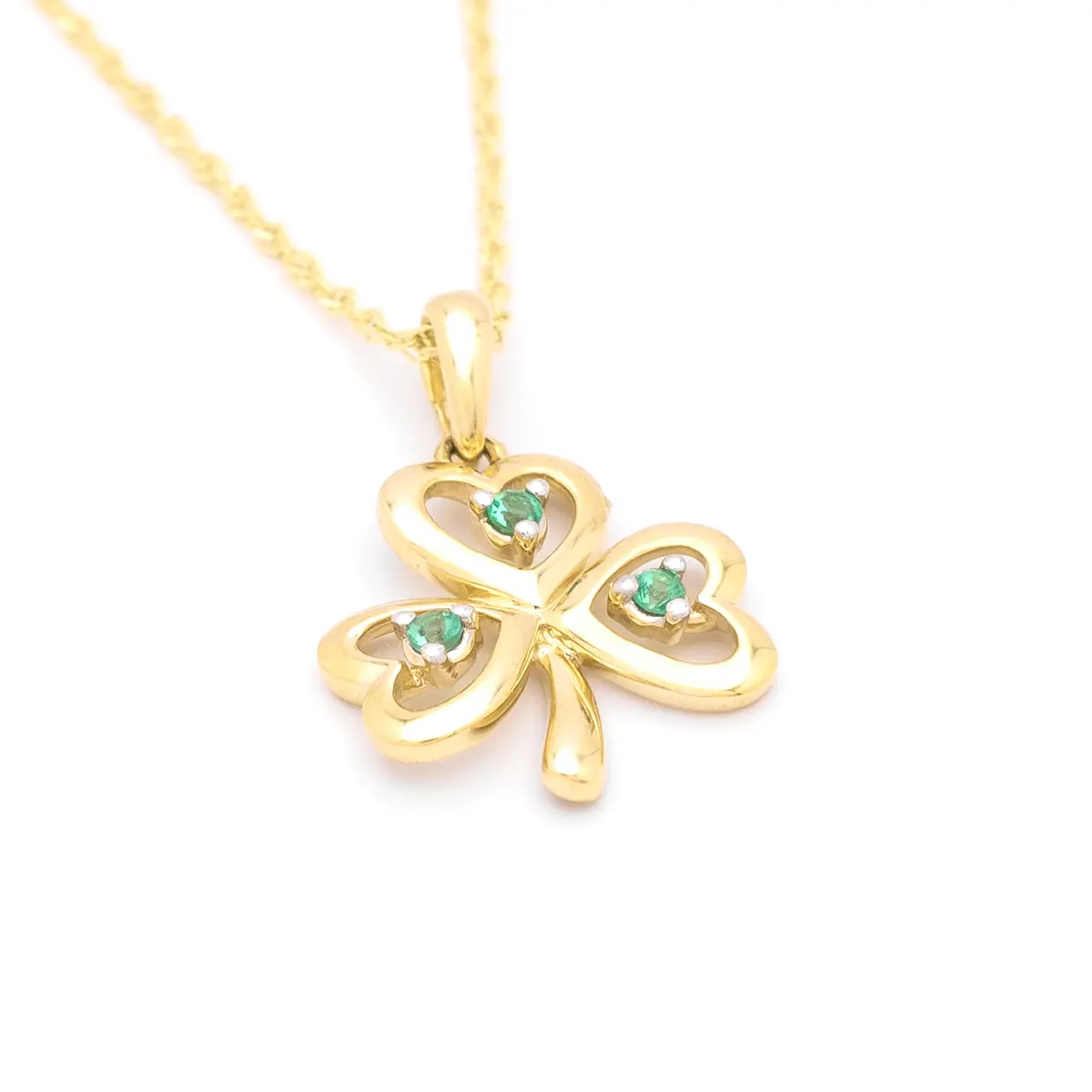 Gold Emerald Shamrock Necklace Photo 5 