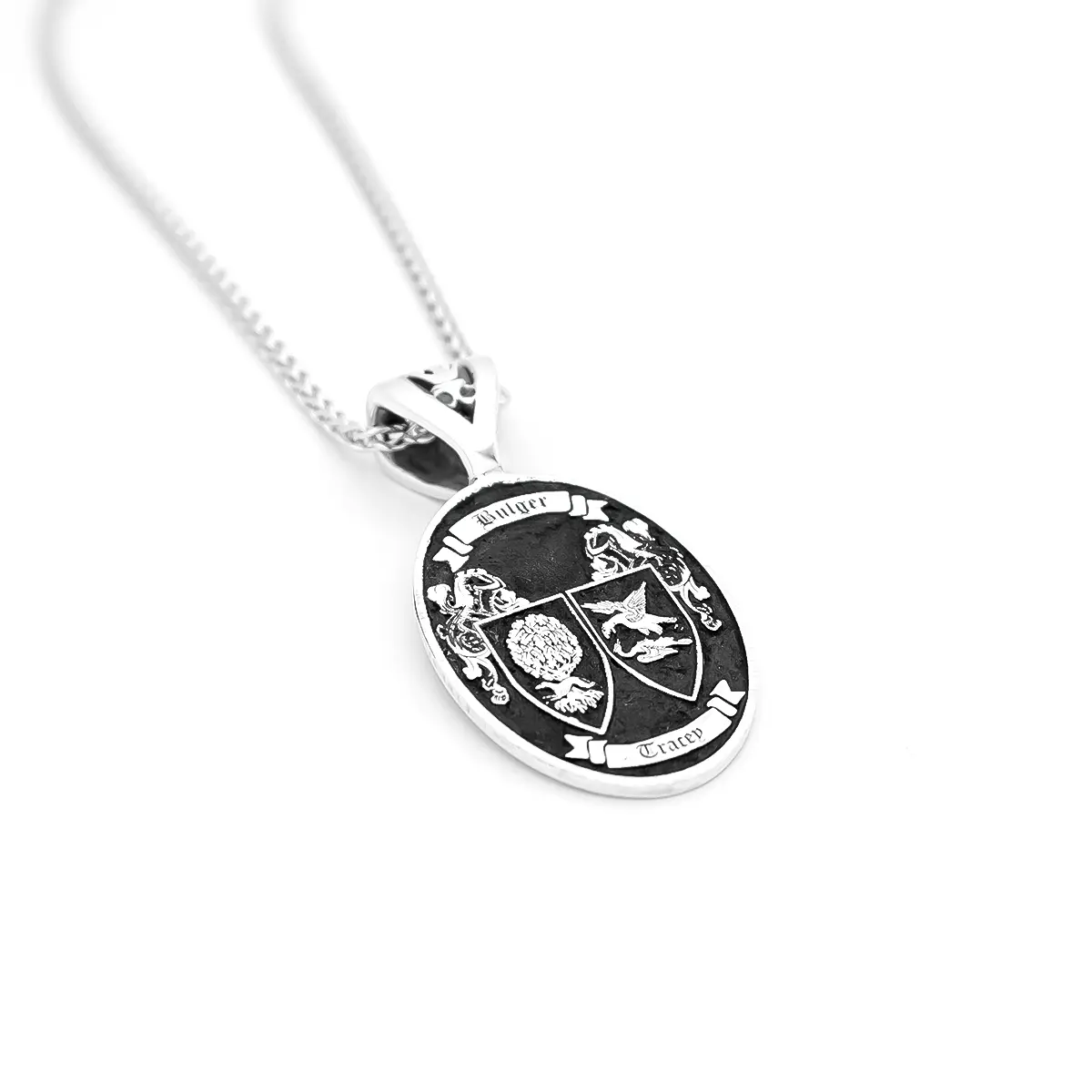 Dual Family Crest Pendant in Sterling Silver Photo 3 