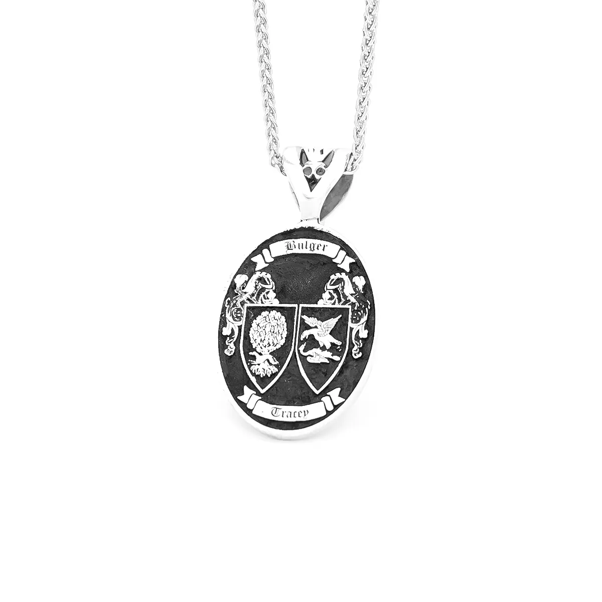 Dual Family Crest Pendant in Sterling Silver Photo 5 