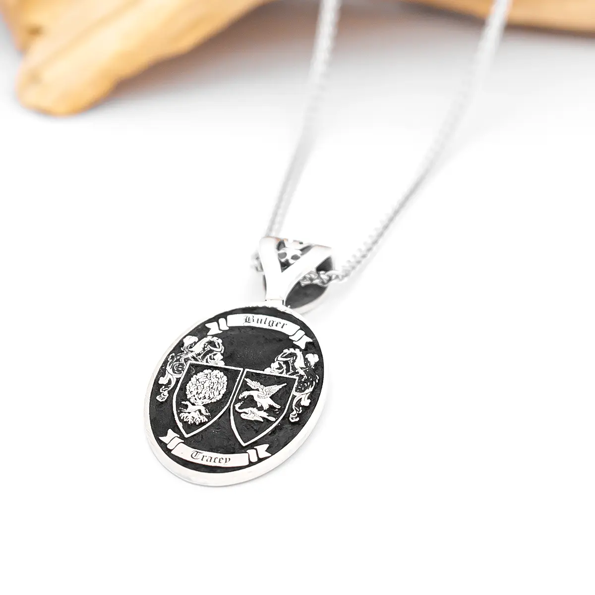 Dual Family Crest Pendant in Sterling Silver Photo 4 