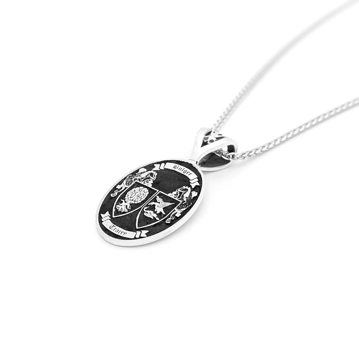 Dual Family Crest Pendant in Sterling Silver Photo 6 