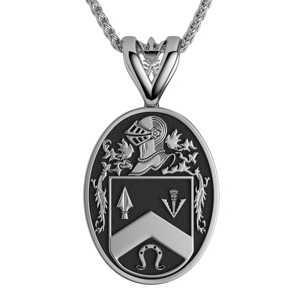 Oxidized Silver Family Crest Pendant...