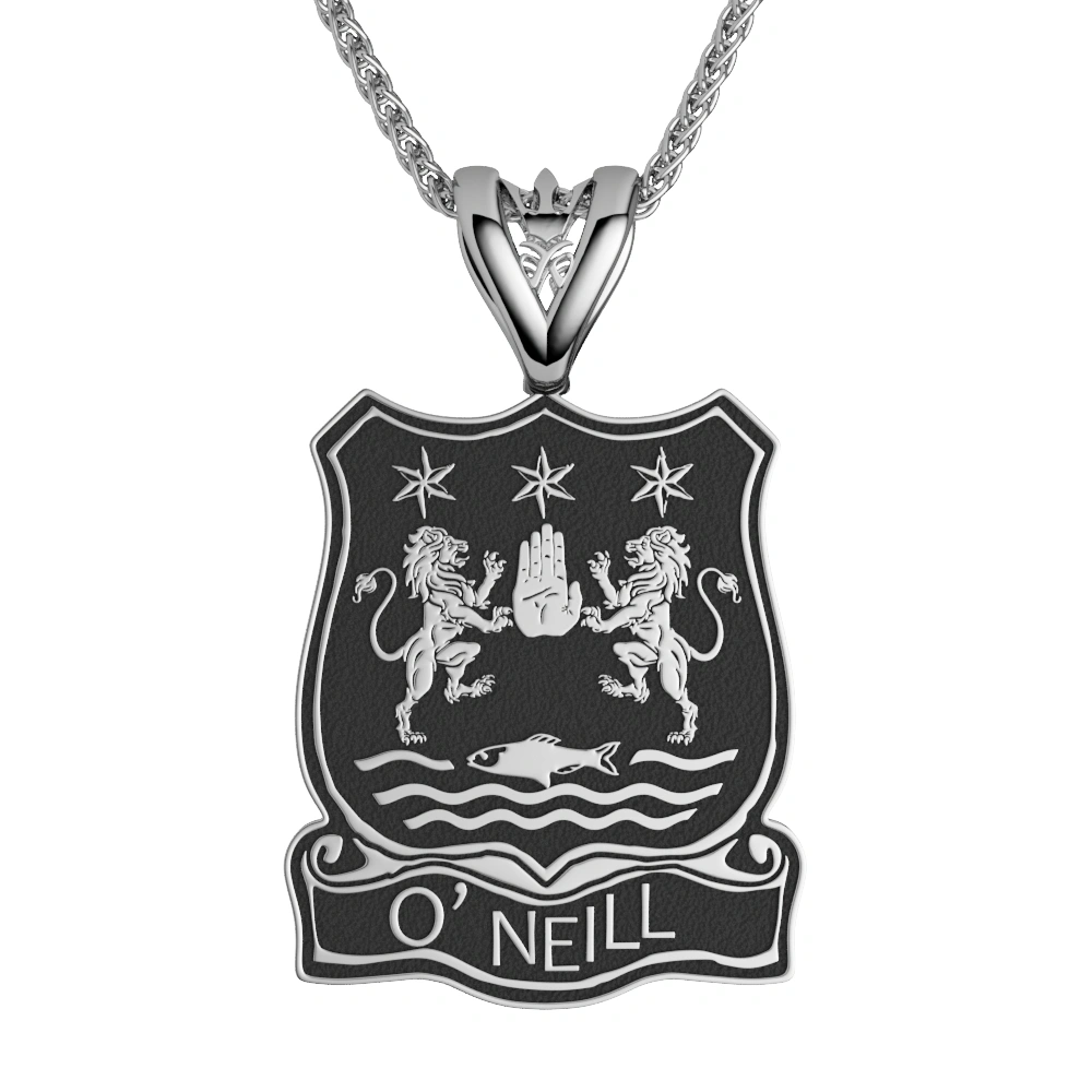 Oxidized Silver Family Crest Pendant With Family Name