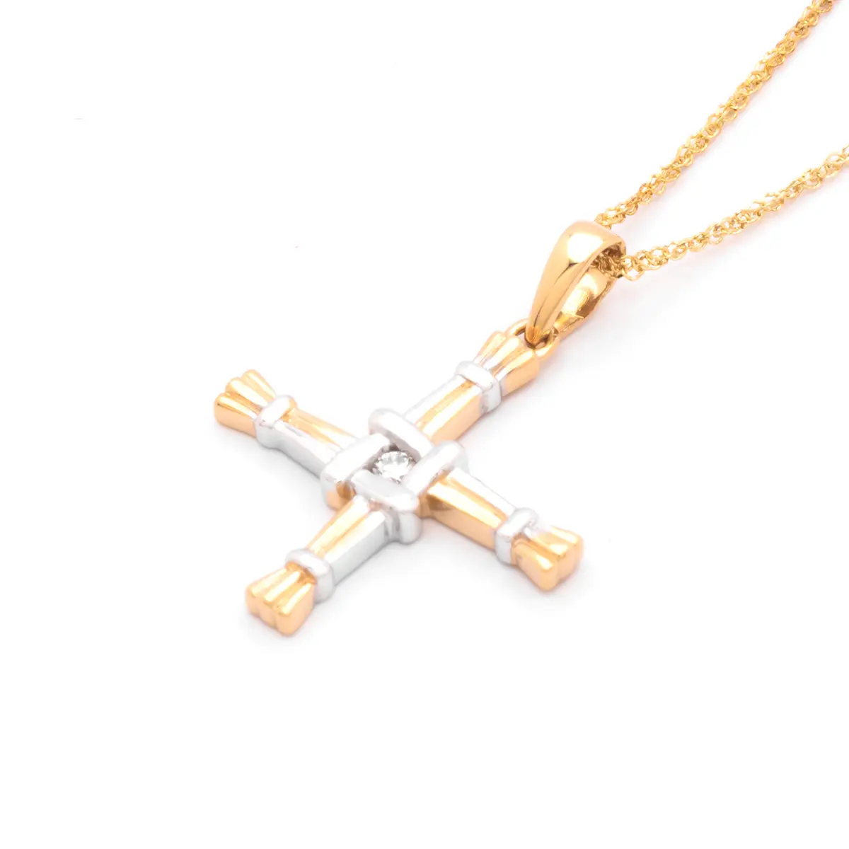 St Brigids Cross Pendant in Two Tone Gold Photo 3 