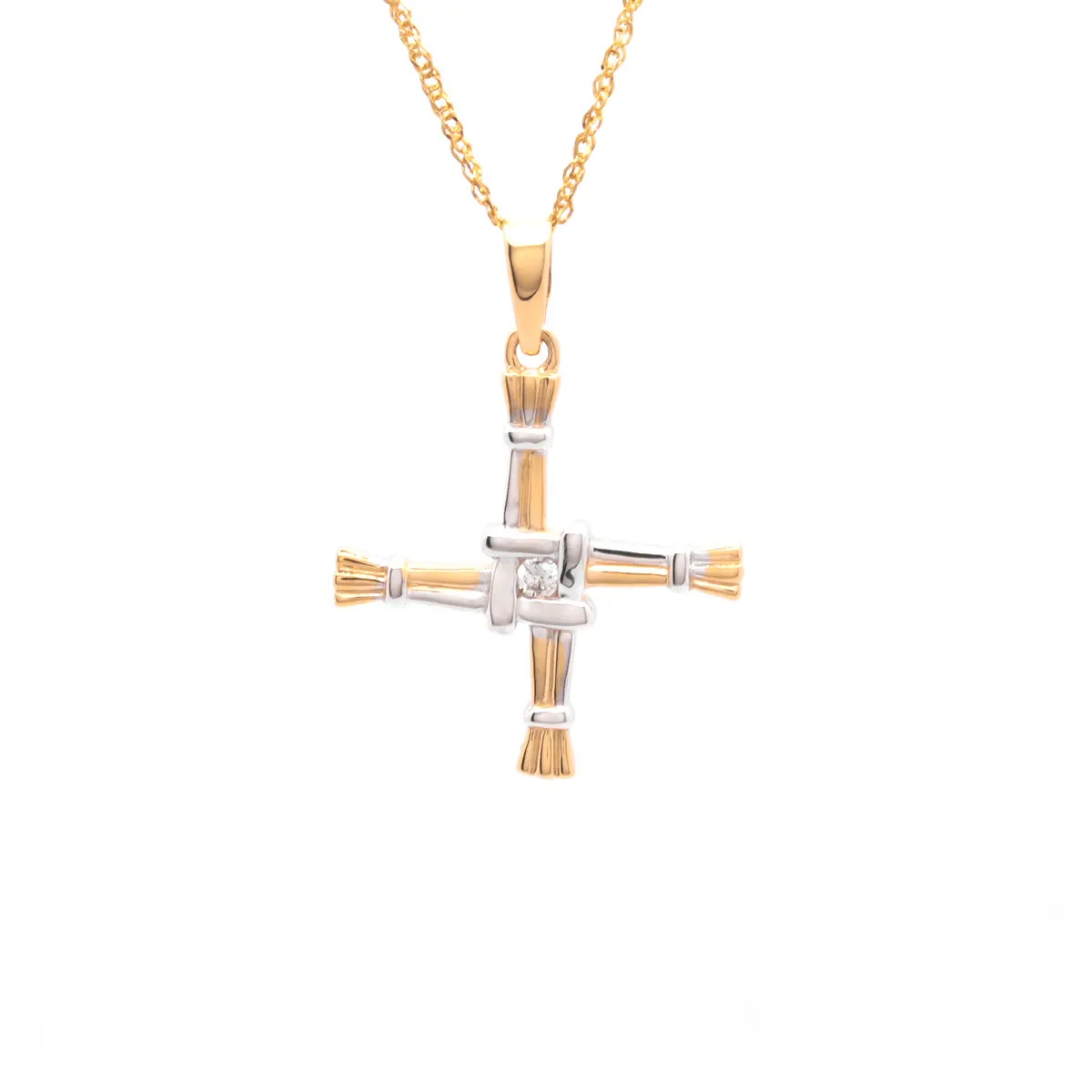 St Brigids Cross Pendant in Two Tone Gold Photo 1 