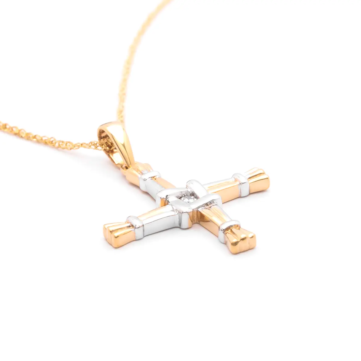 St Brigids Cross Pendant in Two Tone Gold Photo 5 