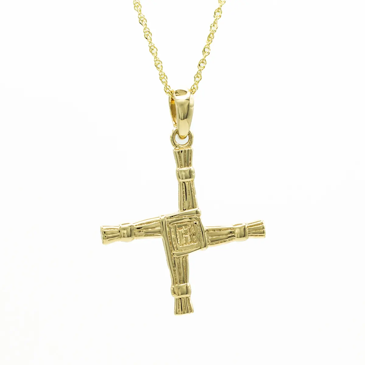 Double Sided St Brigids Cross Pendant in 14k Gold Photo 2 