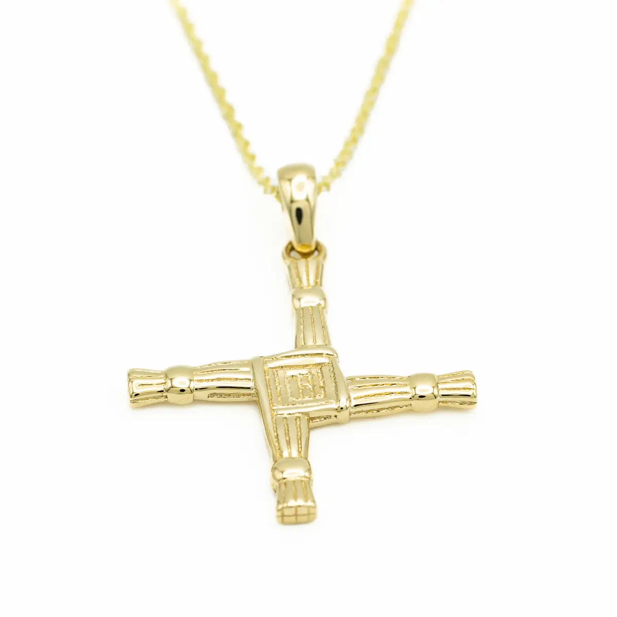 Double Sided St Brigids Cross Pendant in 14k Gold Photo 5 