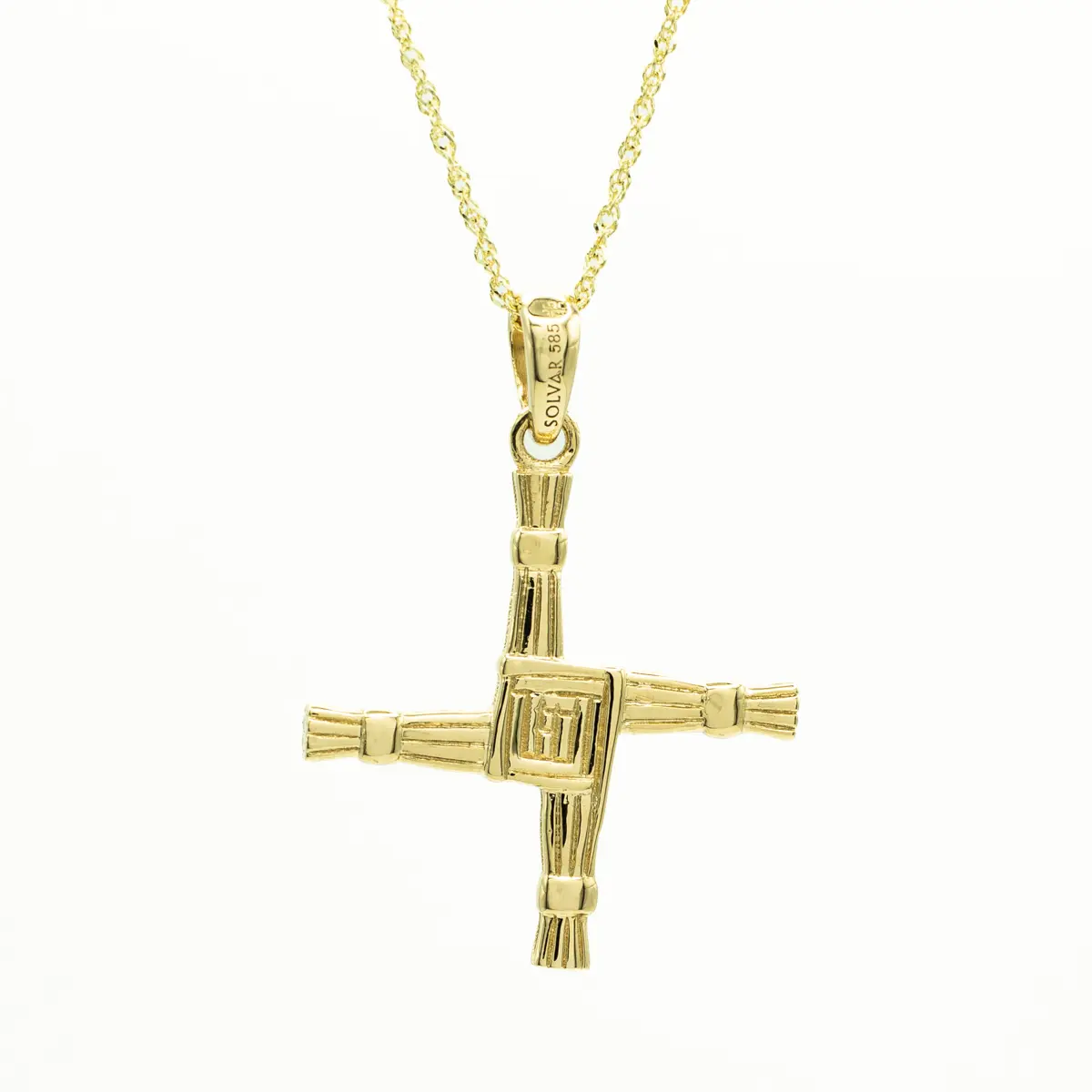 Double Sided St Brigids Cross Pendant in 14k Gold Photo 3 