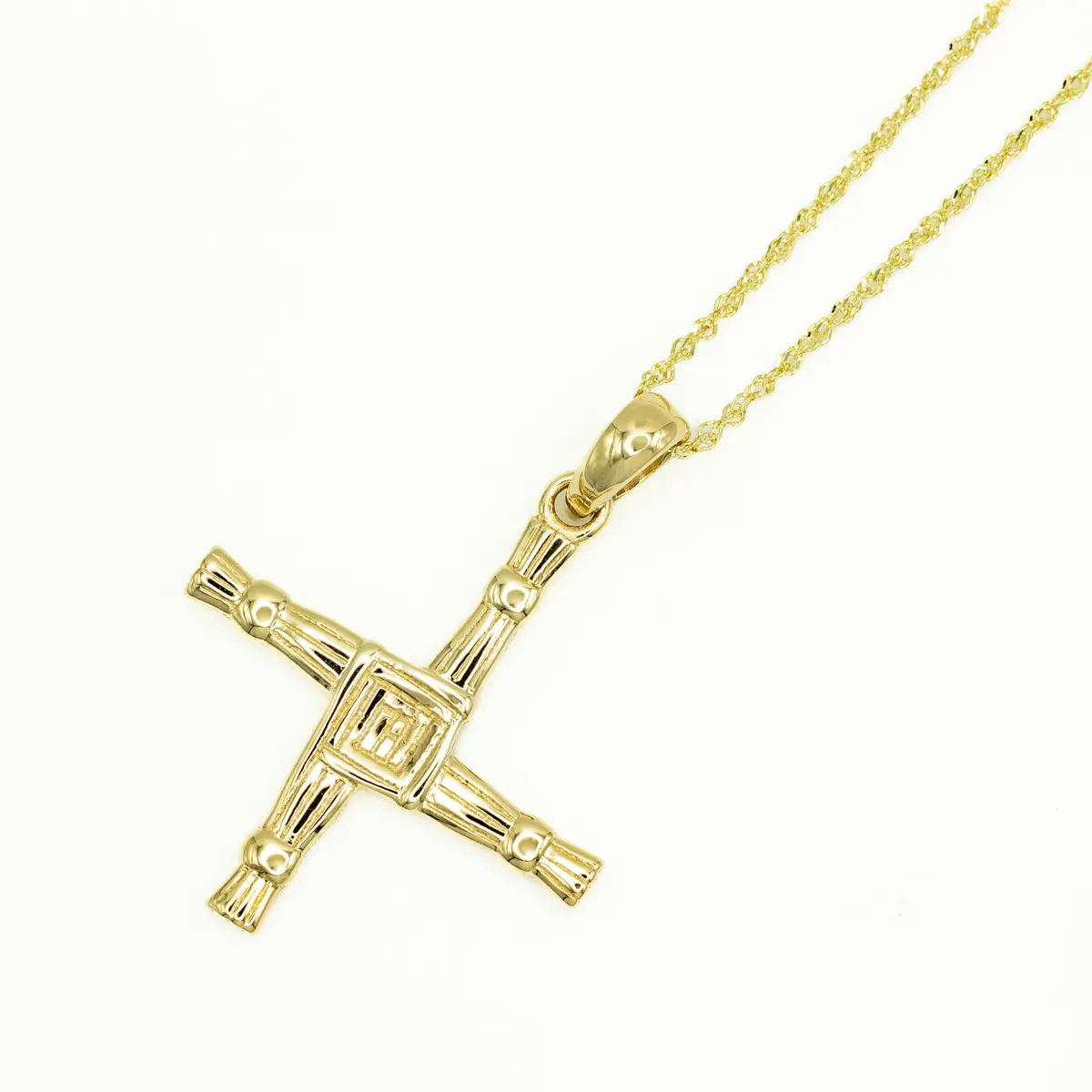 Double Sided St Brigids Cross Pendant in 14k Gold Photo 7 