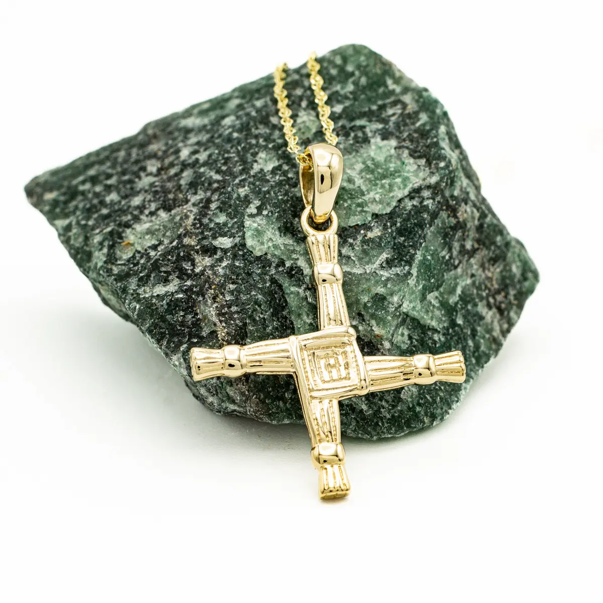 Double Sided St Brigids Cross Pendant in 14k Gold