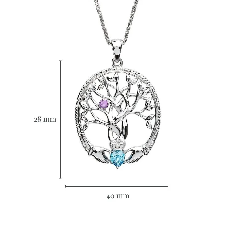 1 Stone Family Claddagh Tree of Life Necklace Photo 3 