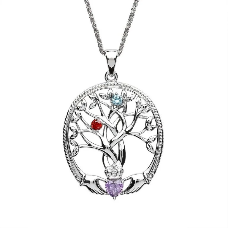 2 Stone Family Claddagh Tree of Life Necklace Photo 1 